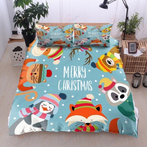 Animals Merry Christmas Bedding Set Bed Sheets Spread Comforter Duvet Cover Bedding Sets