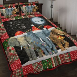 Elephant Christmas Quilt Bedding Set