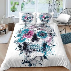 Skull Art Pattern Bedding Set Cotton Bed Sheets Spread Comforter Duvet Cover Bedding Sets