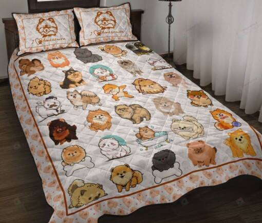 I Love Pomeranian Quilt Bedding Sets