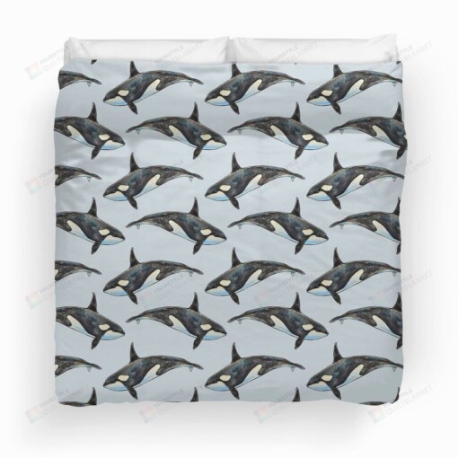 Orca Illustration Pattern Duvet Cover Bedding Set