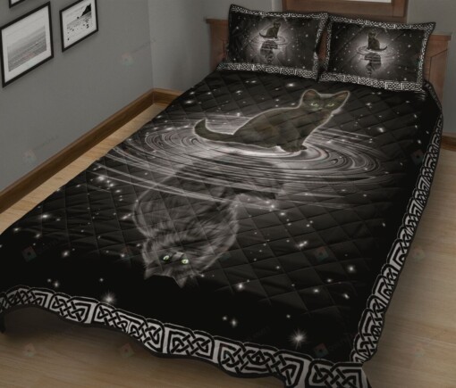 Black Cat Reflection Quilt Bedding Set