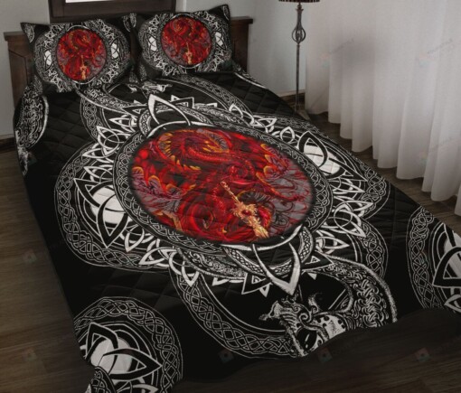 Dragon Black Celtic Tyle Quilt Bedding Set