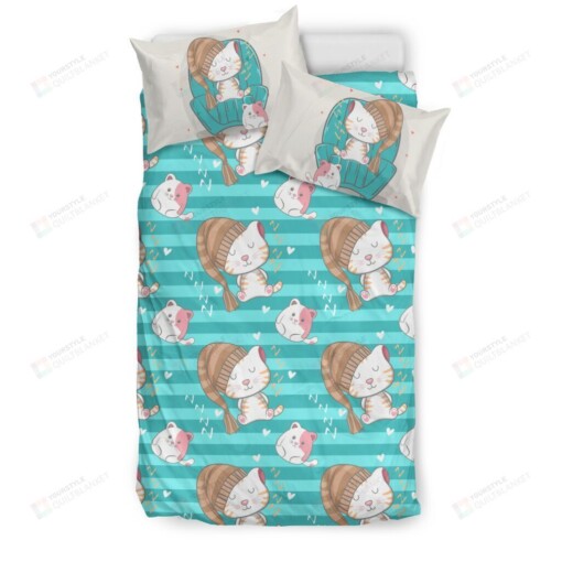 Cute Cat Sleeping Bedding Set Cotton Bed Sheets Spread Comforter Duvet Cover Bedding Sets