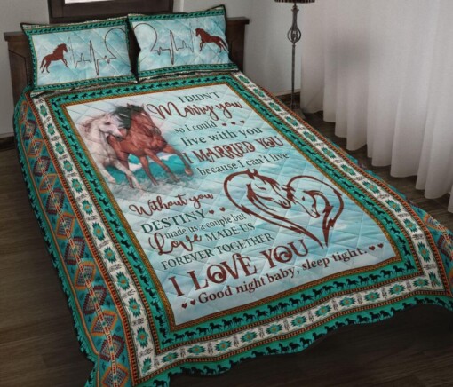 Horse Couple I Love You Quilt Bedding Set Cotton Bed Sheets Spread Comforter Duvet Cover Bedding Sets