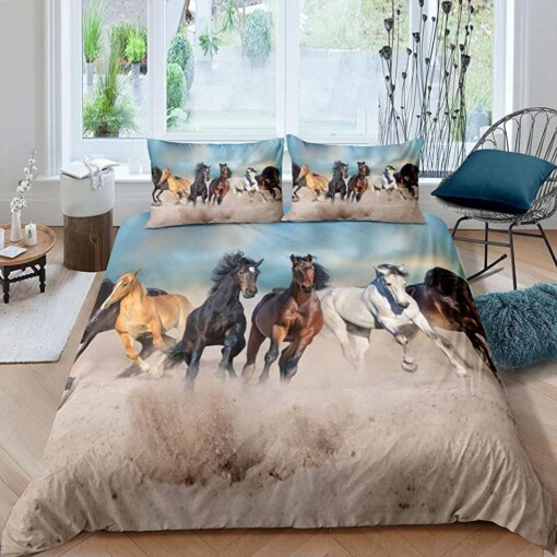 Horses Running Bedding Set Bed Sheets Spread Comforter Duvet Cover Bedding Sets