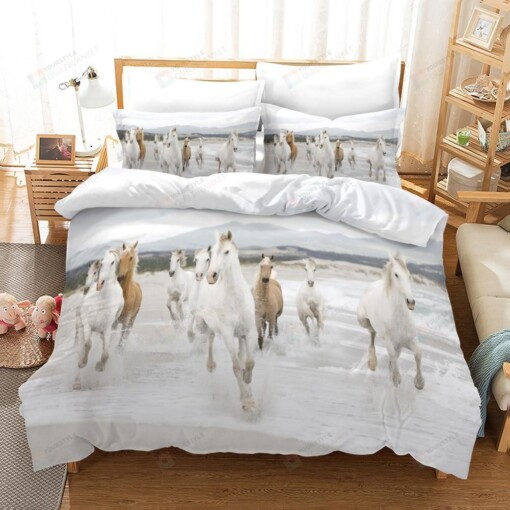 White Horse Bedding Set Bed Sheet Spread Comforter Duvet Cover Bedding Sets