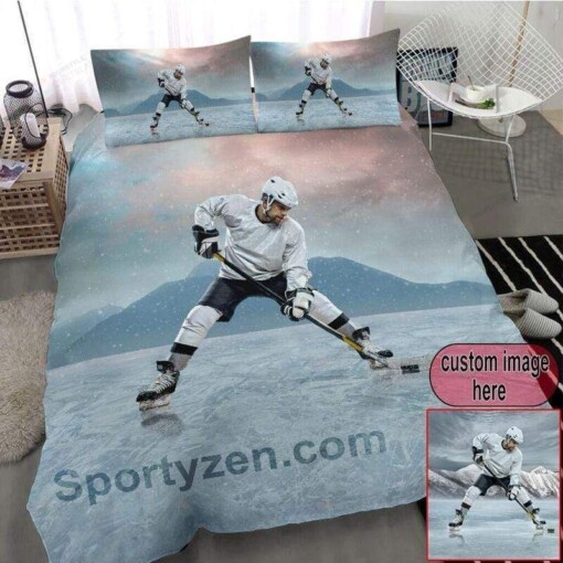 Hockey Custom Duvet Cover Bedding Set With Your Photo