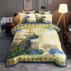 Peacock Cotton Bed Sheets Spread Comforter Duvet Cover Bedding Sets