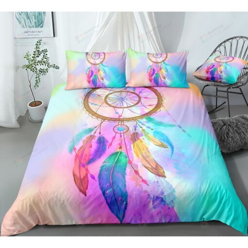 Pink And Blue Watercolor Bed Sheets Duvet Cover Bedding Set