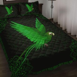 Green Parrot And Mandala Pattern Quilt Bedding Set Bed Sheets Spread Comforter Duvet Cover Bedding Sets