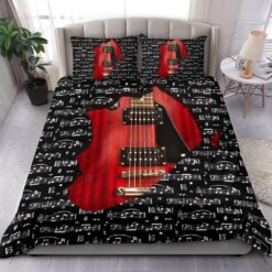 Musical Red Guitar Inside Bedding Set Cotton Bed Sheets Spread Comforter Duvet Cover Bedding Sets