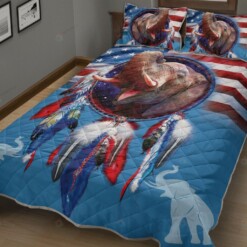 Elephant Dreamcatcher American Flag Quilt Bedding Set
