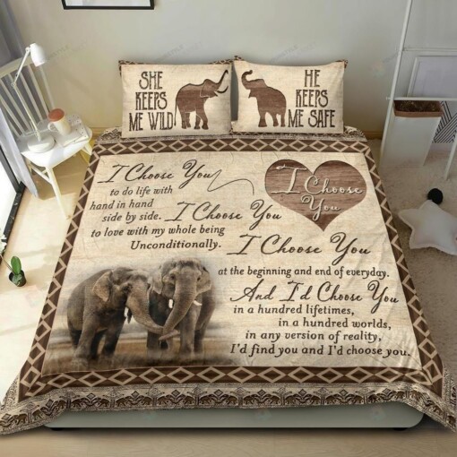 Elephant Couple I Choose You Bedding Set Bed Sheets Spread Comforter Duvet Cover Bedding Sets
