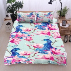 Peacock Cotton Bed Sheets Spread Comforter Duvet Cover Bedding Sets