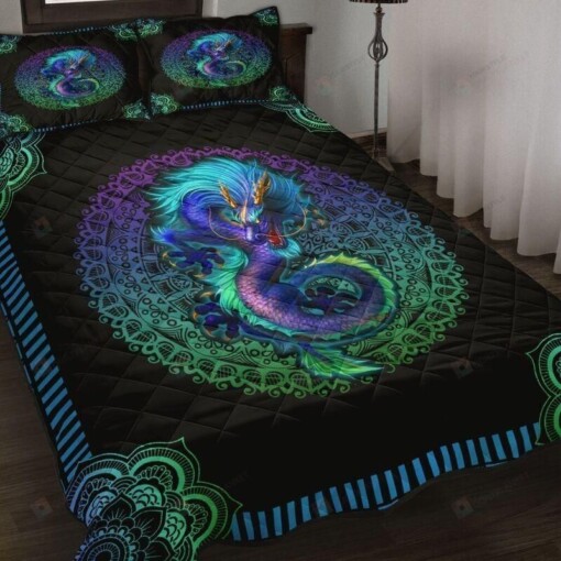 Colorful Mandala Dragon Quilt Bedding Set