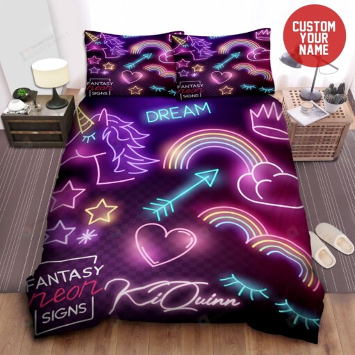 Luminous Unicorn Duvet Cover  Bedding Set Personalized Custom Name