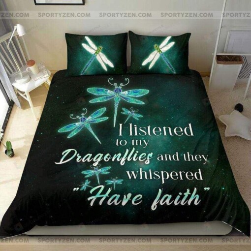 Dragonfly Whispered Have Faith Duvet Cover Bedding Set