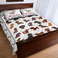 Dachshund Dog I Love My Dachshund Quilt Bedding Set Cotton Bed Sheets Spread Comforter Duvet Cover Bedding Sets