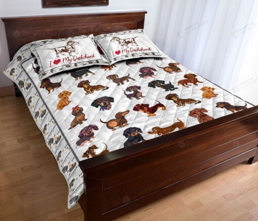 Dachshund Dog I Love My Dachshund Quilt Bedding Set Cotton Bed Sheets Spread Comforter Duvet Cover Bedding Sets