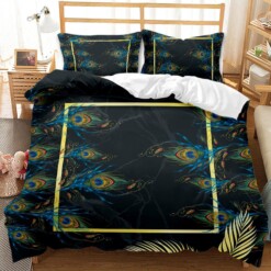 Peacock Feather Bedding Set  Bed Sheets Spread Comforter Duvet Cover Bedding Sets