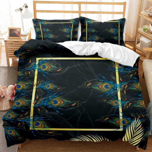 Peacock Feather Bedding Set Bed Sheets Spread Comforter Duvet Cover Bedding Sets