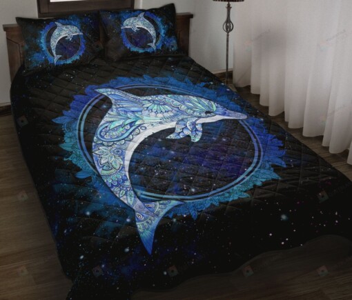 Dolphin Black Mandala Quilt Bedding Set