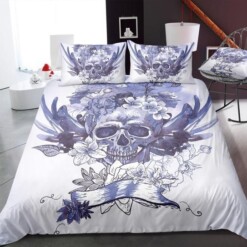 Skull Cotton Bed Sheets Spread Comforter Duvet Cover Bedding Sets