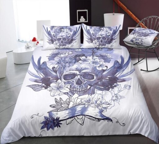 Skull Cotton Bed Sheets Spread Comforter Duvet Cover Bedding Sets