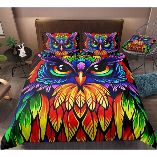 Colorful Owl Bedding Set Bed Sheets Spread Comforter Duvet Cover Bedding Sets