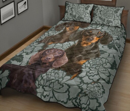 Dachshund Floral Quilt Bedding Set Cotton Bed Sheets Spread Comforter Duvet Cover Bedding Sets