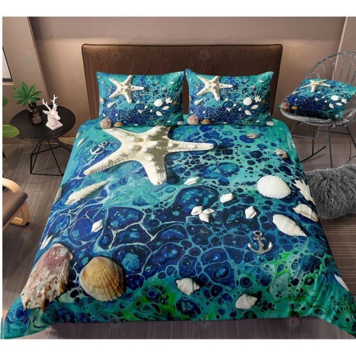 Seashell Starfish On The Beach Bedding Set Bed Sheets Spread Comforter Duvet Cover Bedding Sets