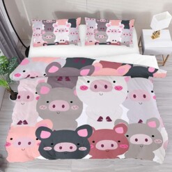 Cute Pig Animal Cartoon Bedding Set Bed Sheets Spread Comforter Duvet Cover Bedding Sets