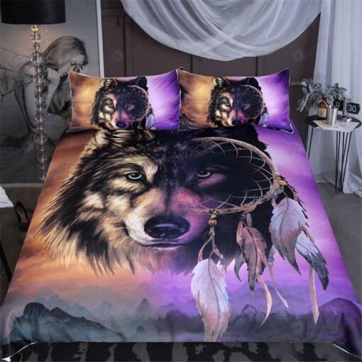 Wolf 3d Mountains Bedding Set (Duvet Cover & Pillow Cases)