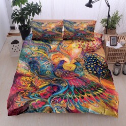 Peacock Cotton Bed Sheets Spread Comforter Duvet Cover Bedding Sets