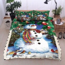 Snowman Cotton Bed Sheets Spread Comforter Duvet Cover Bedding Sets