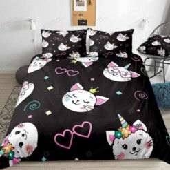 Caticorn Cotton Bed Sheets Spread Comforter Duvet Cover Bedding Sets