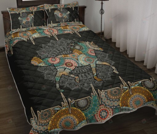 Horse Mandala Heartbeat Quilt Bedding Set