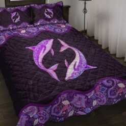 Dolphin Purple Quilt Bedding Set