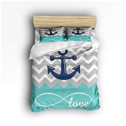 Anchor Cotton Bed Sheets Spread Comforter Duvet Cover Bedding Sets