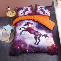 Unicorn Galaxy Print  Duvet Cover Bedding Set