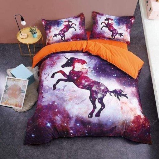 Unicorn Galaxy Print  Duvet Cover Bedding Set
