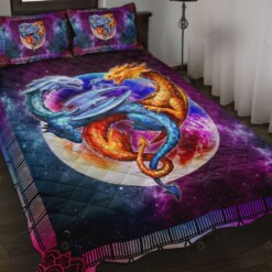 Dragon Galaxy Mandala Style Quilt Bedding Set