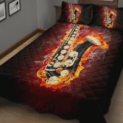 Saxophone On Fire Quilt Bedding Bed Sheets Spread Comforter Duvet Cover Bedding Sets