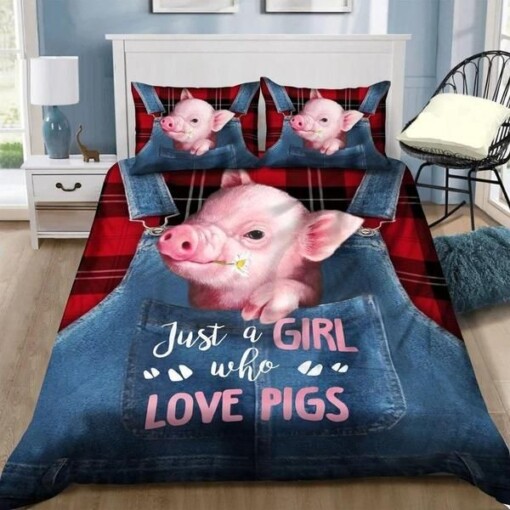 Pig Just A Girl Who Love Pigs Bedding Set Cotton Bed Sheets Spread Comforter Duvet Cover Bedding Sets