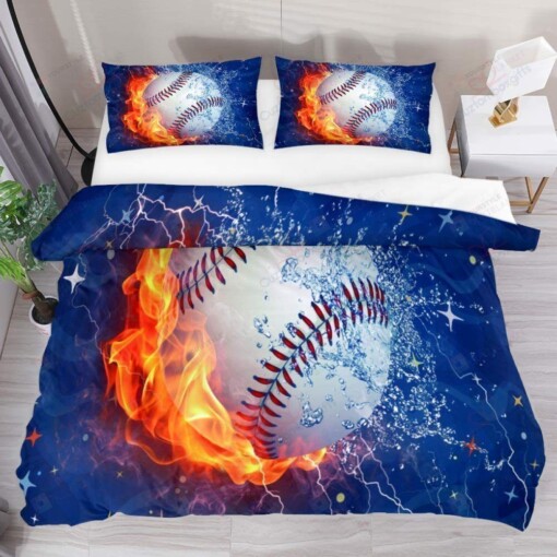 Baseball Water And Fire Bed Sheets Duvet Cover Bedding Set