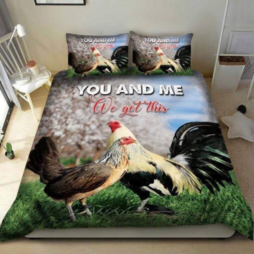 Rooster Chicken You And Me We Got This Bedding Set Bed Sheet Spread Comforter Duvet Cover Bedding Sets