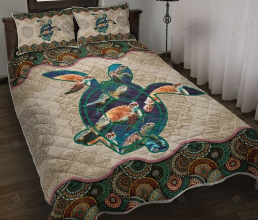 Turtle Vintage Mandala Quilt Bedding Set