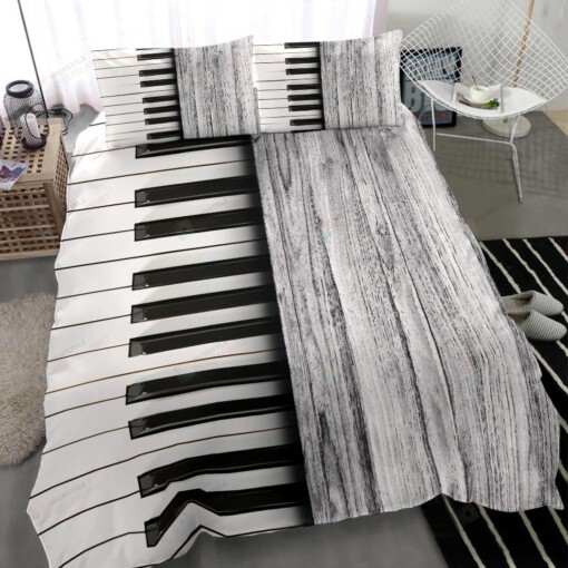 White Wooden Piano Duvet Cover Bedding Set