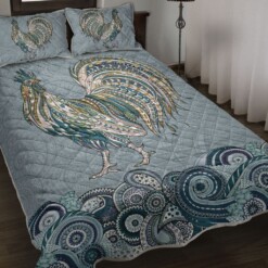 Chicken Seamless Flower Retro Quilt Bedding Set